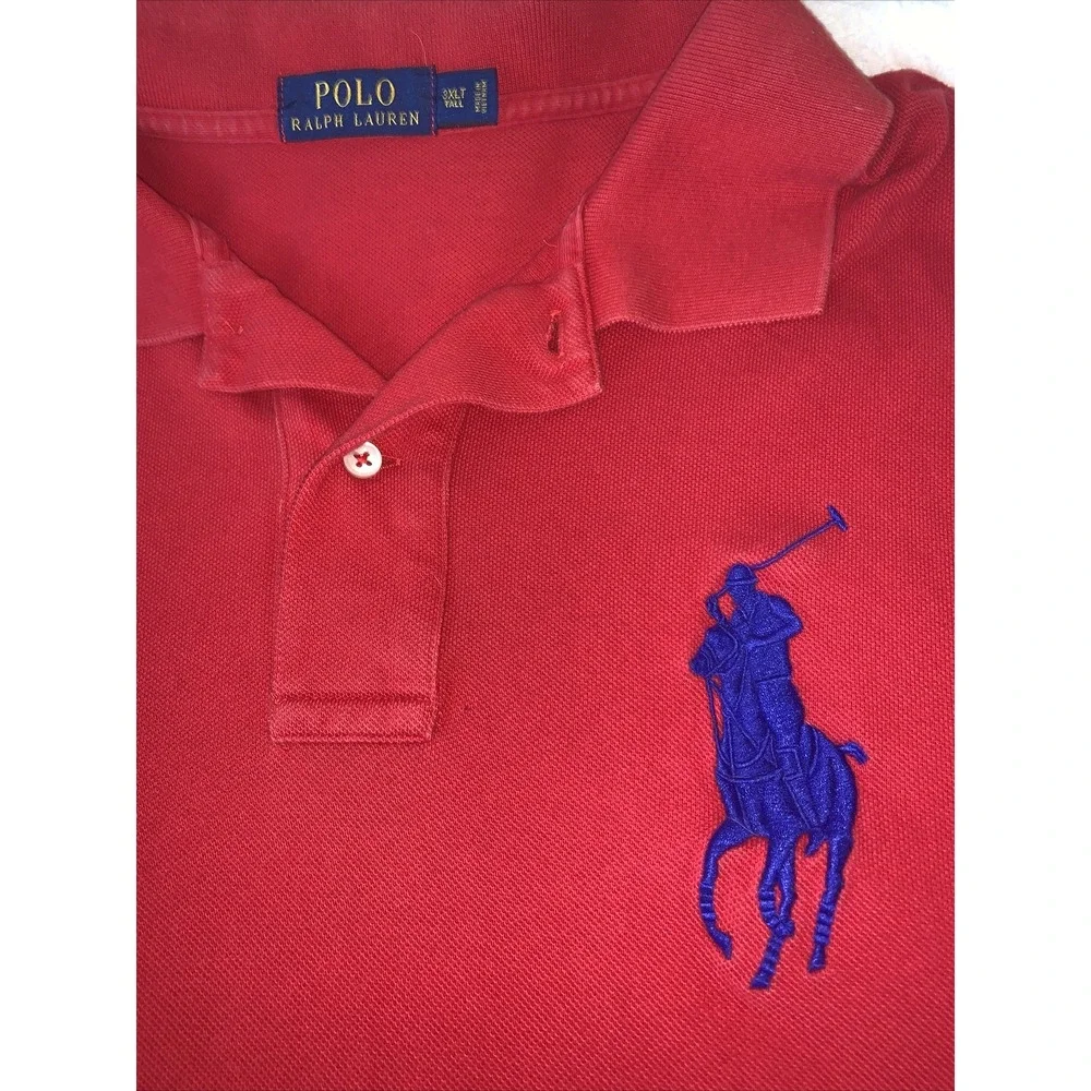 POLO Ralph Lauren Shirt Mens Red Big Pony Short Sleeve Cotton‎ 3XL 3xlt Tall